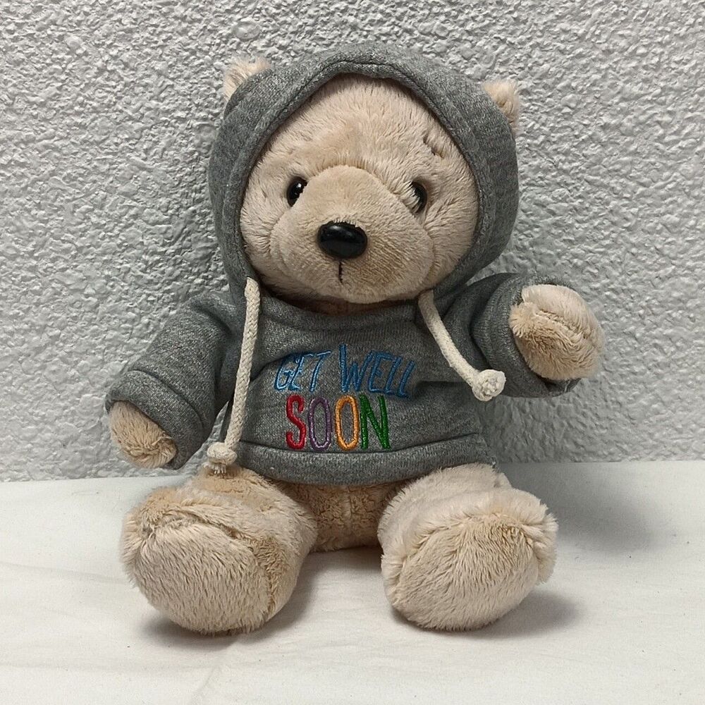 Ganz Get Well Soon Teddy Bear in Grey Sweater Soft Plush Toy